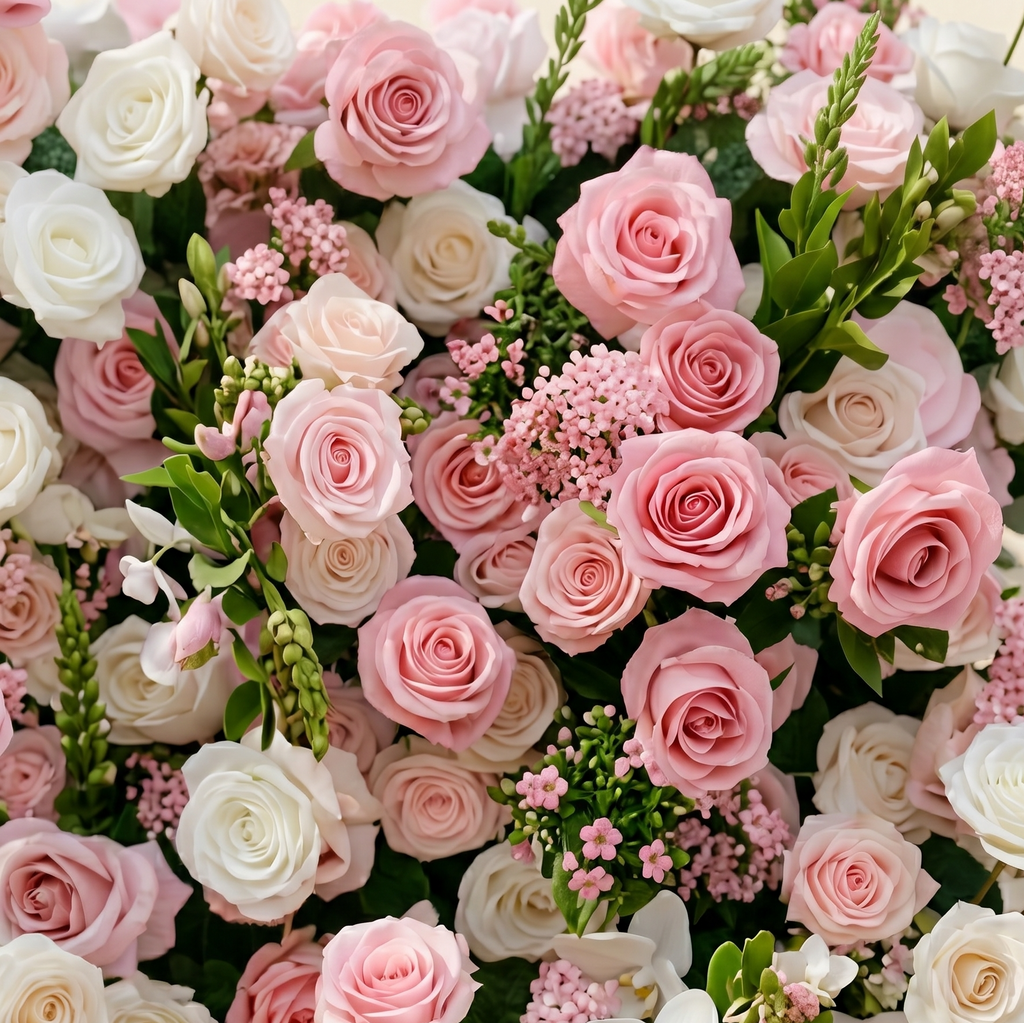 Selenessa:Premium 5D Blush & Soft Pink Floral Wall Roll-Up Backdrop for Whimsical Bridal Showers