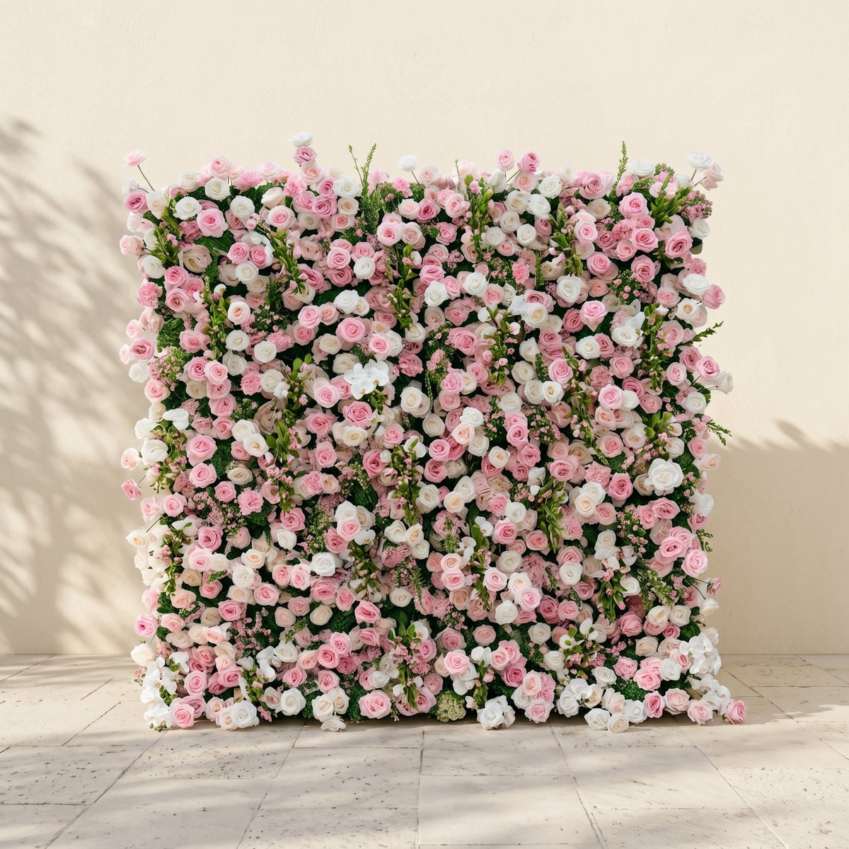 Selenessa:Premium 5D Blush & Soft Pink Floral Wall Roll-Up Backdrop for Whimsical Bridal Showers