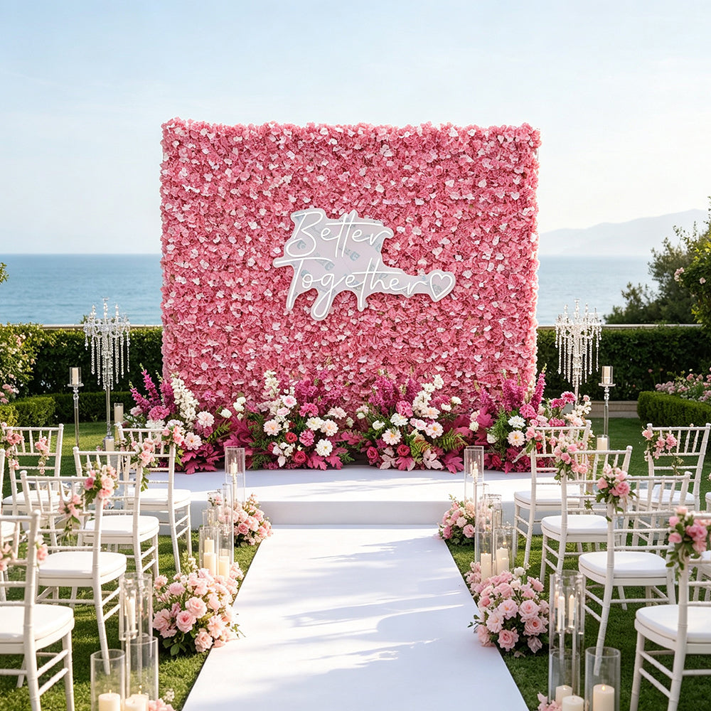 Simulated Pink Hydrangea Flower Wall Background Decoration for Trendy Stores, Creative Silk Flower Walls for Wedding Arrangement Free Shipping