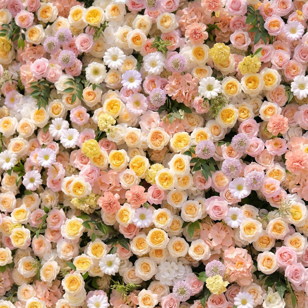 Sirensola:5D Peach Orange, Blush Pink & Ivory White Silk Rose Flower Wall Roll-Up Fabric Backdrop for Romantic Weddings & Proposals