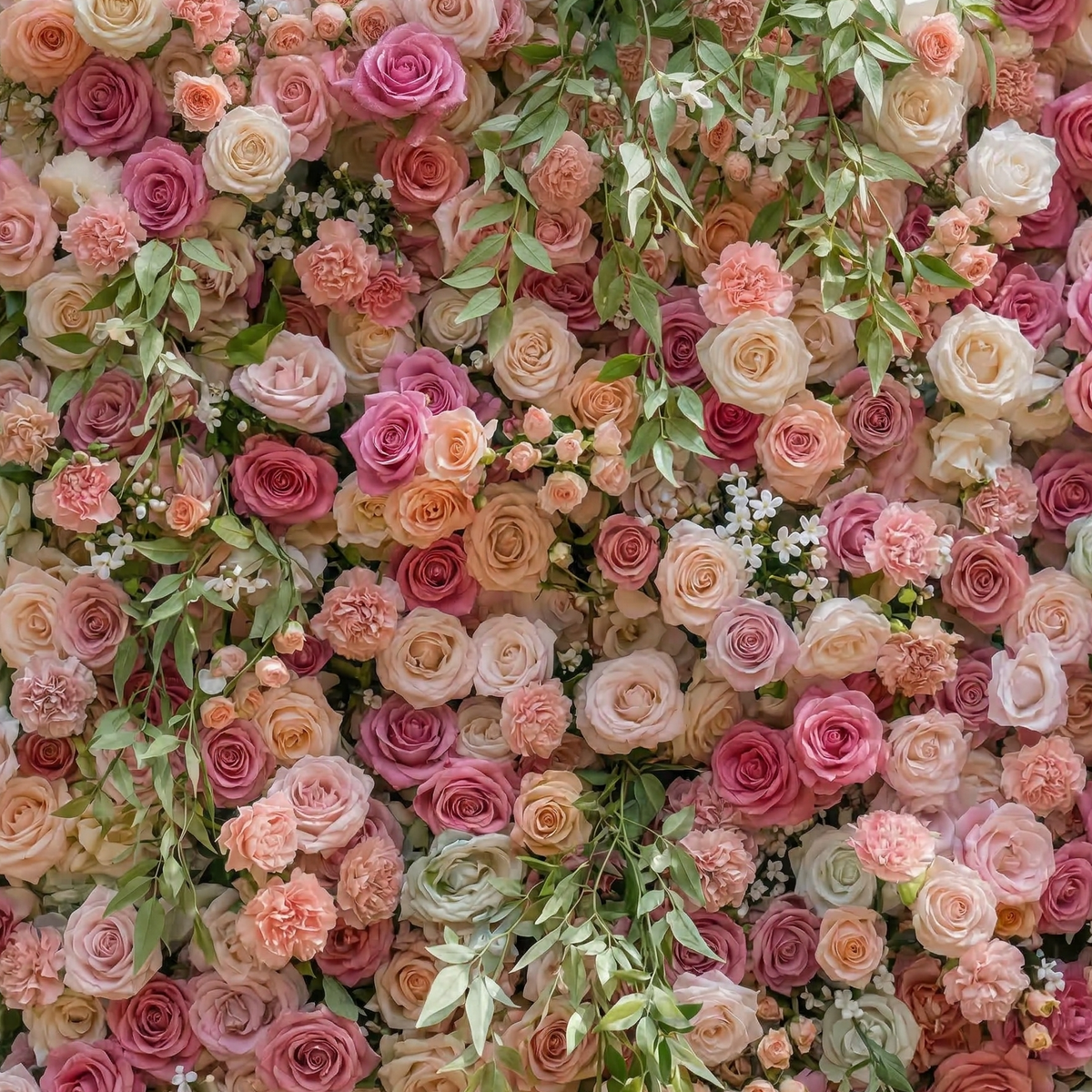 Sorev: 5D Blush Pink and Raspberry Silk Rose Flower Wall Roll-Up Fabric Backdrop for Forest Weddings & Parties
