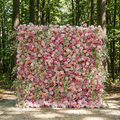 Sorev: 5D Blush Pink and Raspberry Silk Rose Flower Wall Roll-Up Fabric Backdrop for Forest Weddings & Parties