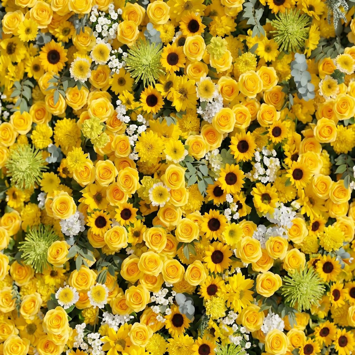 Talsira:5D Yellow Silk Rose Flower Wall Roll-Up Fabric Backdrop for Romantic Weddings & Proposals