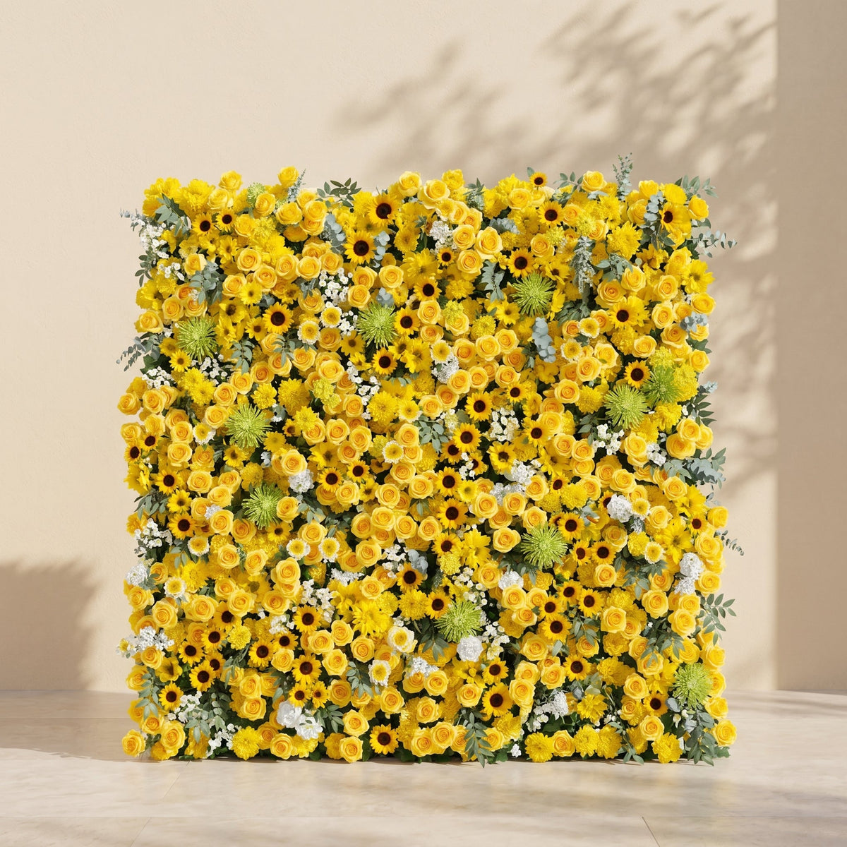 Talsira:5D Yellow Silk Rose Flower Wall Roll-Up Fabric Backdrop for Romantic Weddings & Proposals