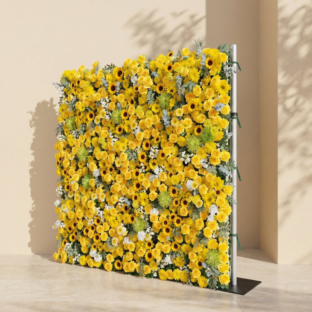 Talsira:5D Yellow Silk Rose Flower Wall Roll-Up Fabric Backdrop for Romantic Weddings & Proposals