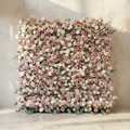 Thaliah: 5D Elegant Dusty Rose & Cream Silk Rose Flower Wall Roll-Up Fabric Backdrop for Luxury Weddings & Events