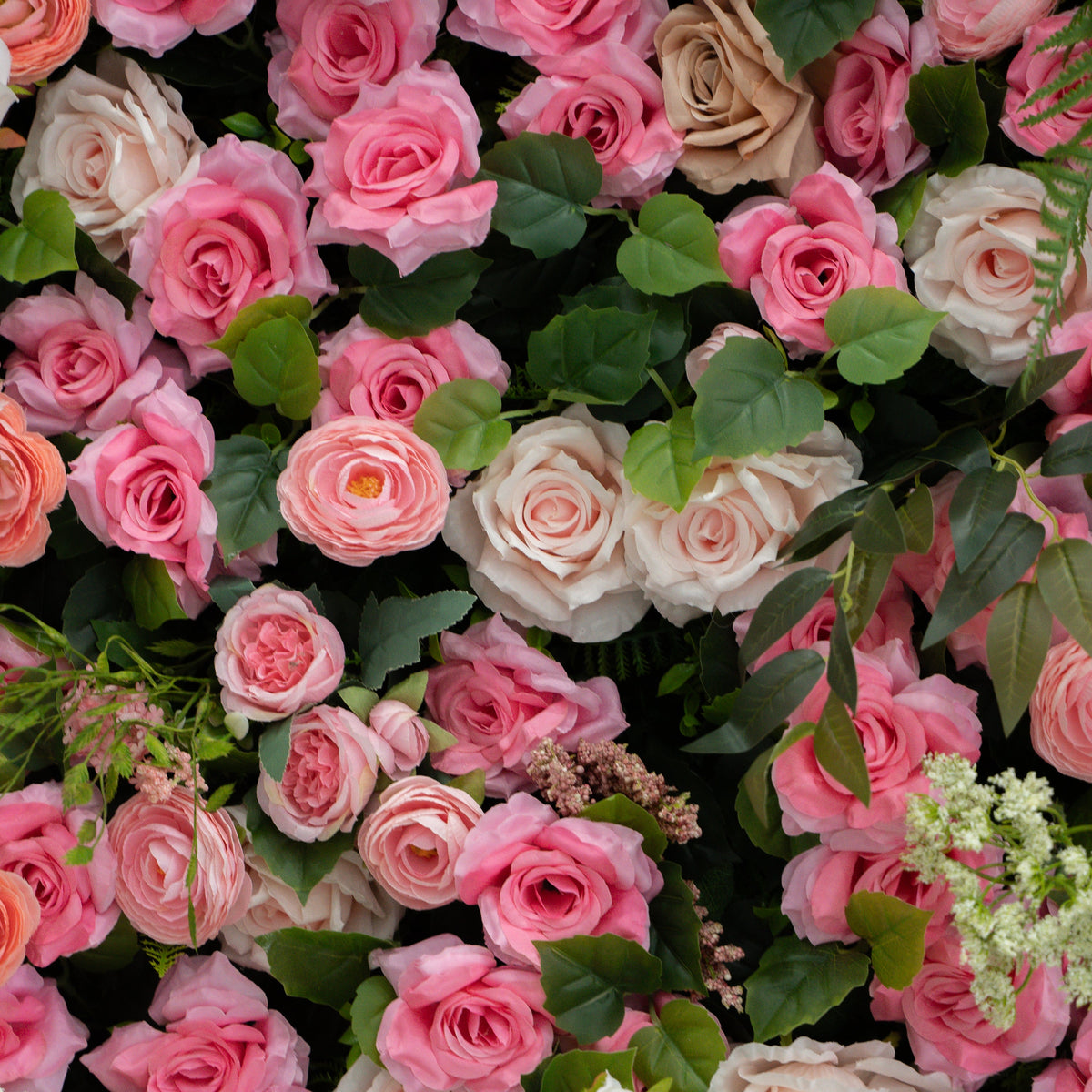 Valevia:5D Multi Tone Hot Pink & Ivory White Silk Rose Flower Wall Roll-Up Fabric Backdrop for Romantic Weddings & Proposals