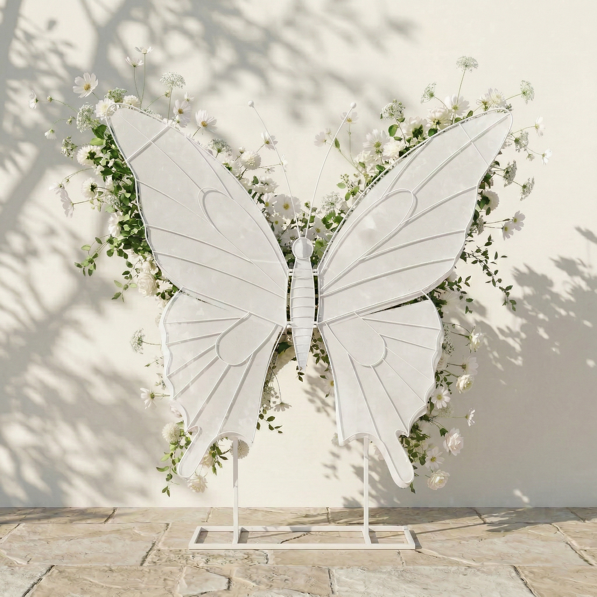 Velmora: Exquisite Ivory Butterfly-Shaped Flower Wall for Birthday & Anniversary Decor