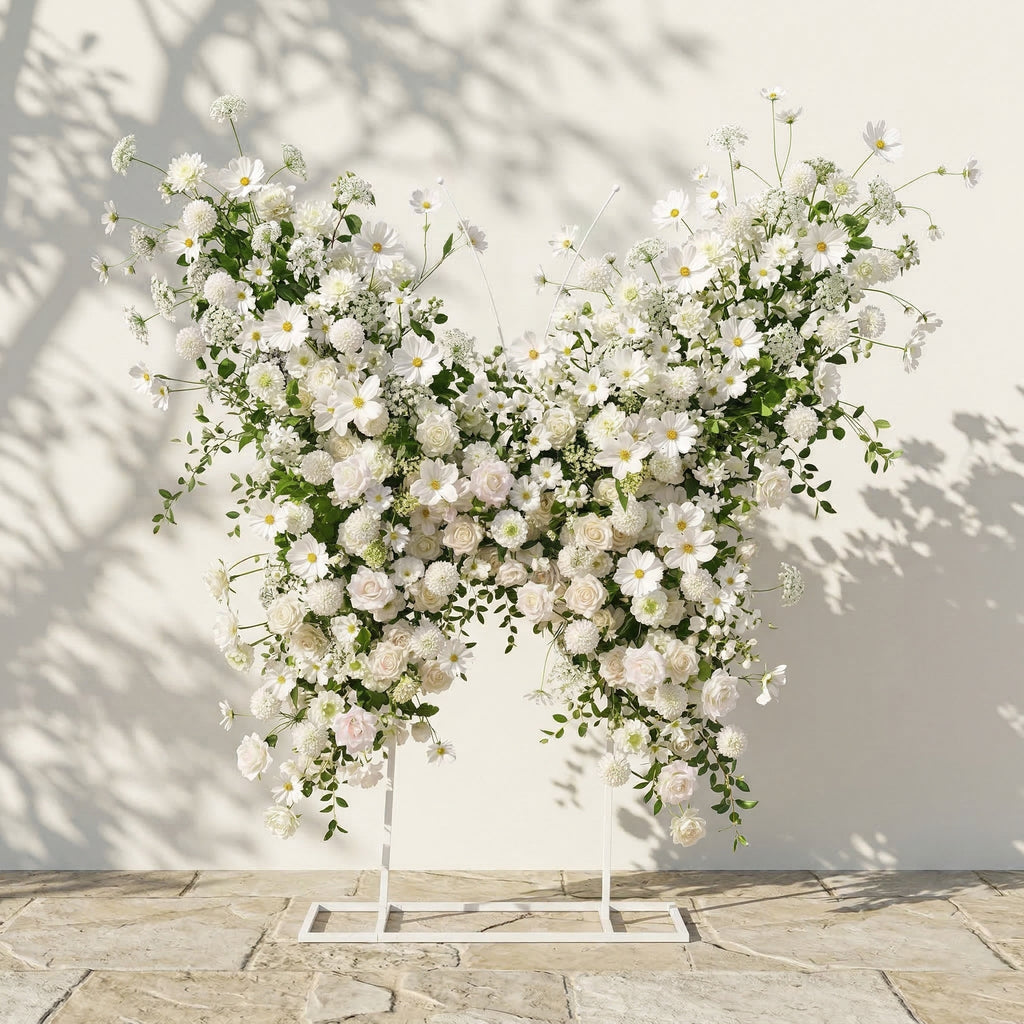 Velmora: Exquisite Ivory Butterfly-Shaped Flower Wall for Birthday & Anniversary Decor