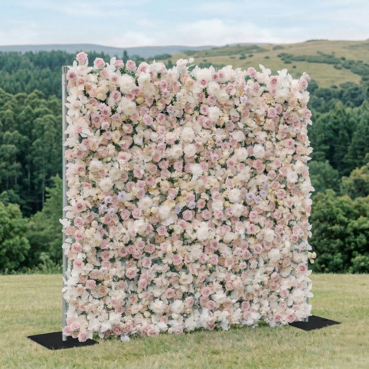 Vexira: 3D Dusty Pink Silk Rose Flower Wall Roll-Up Fabric Backdrop for Romantic Weddings & Proposals