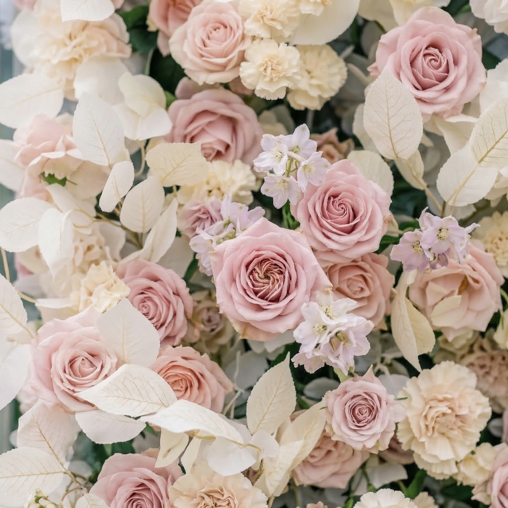 Vexira: 3D Dusty Pink Silk Rose Flower Wall Roll-Up Fabric Backdrop for Romantic Weddings & Proposals