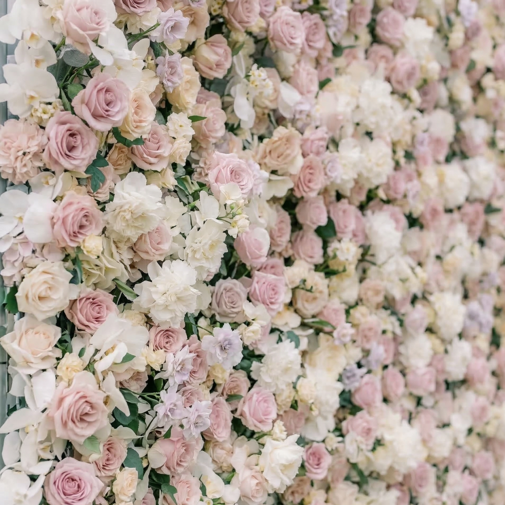 Vexira: 3D Dusty Pink Silk Rose Flower Wall Roll-Up Fabric Backdrop for Romantic Weddings & Proposals