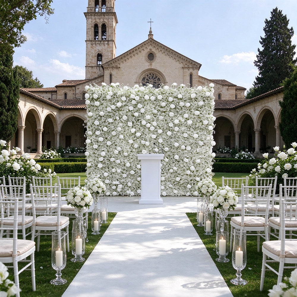 White 5D Artificial Flower Rose Babysbreath Backdrop Wall 8*8ft Artificial Flower Wall Wedding Decoration for Event Home Decor Free Shipping