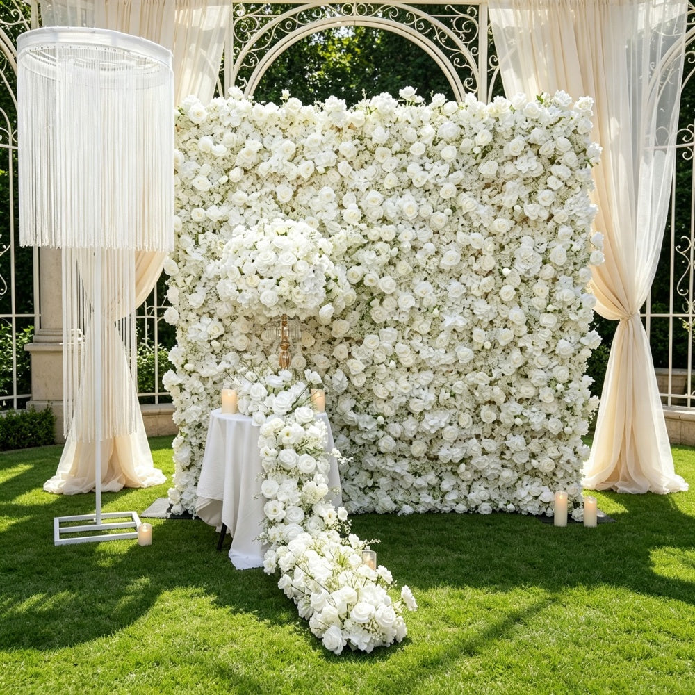 White Rose Babys Breath Flower Wall Flower Panel Wedding Backdrop Decorative 8*8ft Artificial Flower Wall Wreaths & Swags Free Shipping