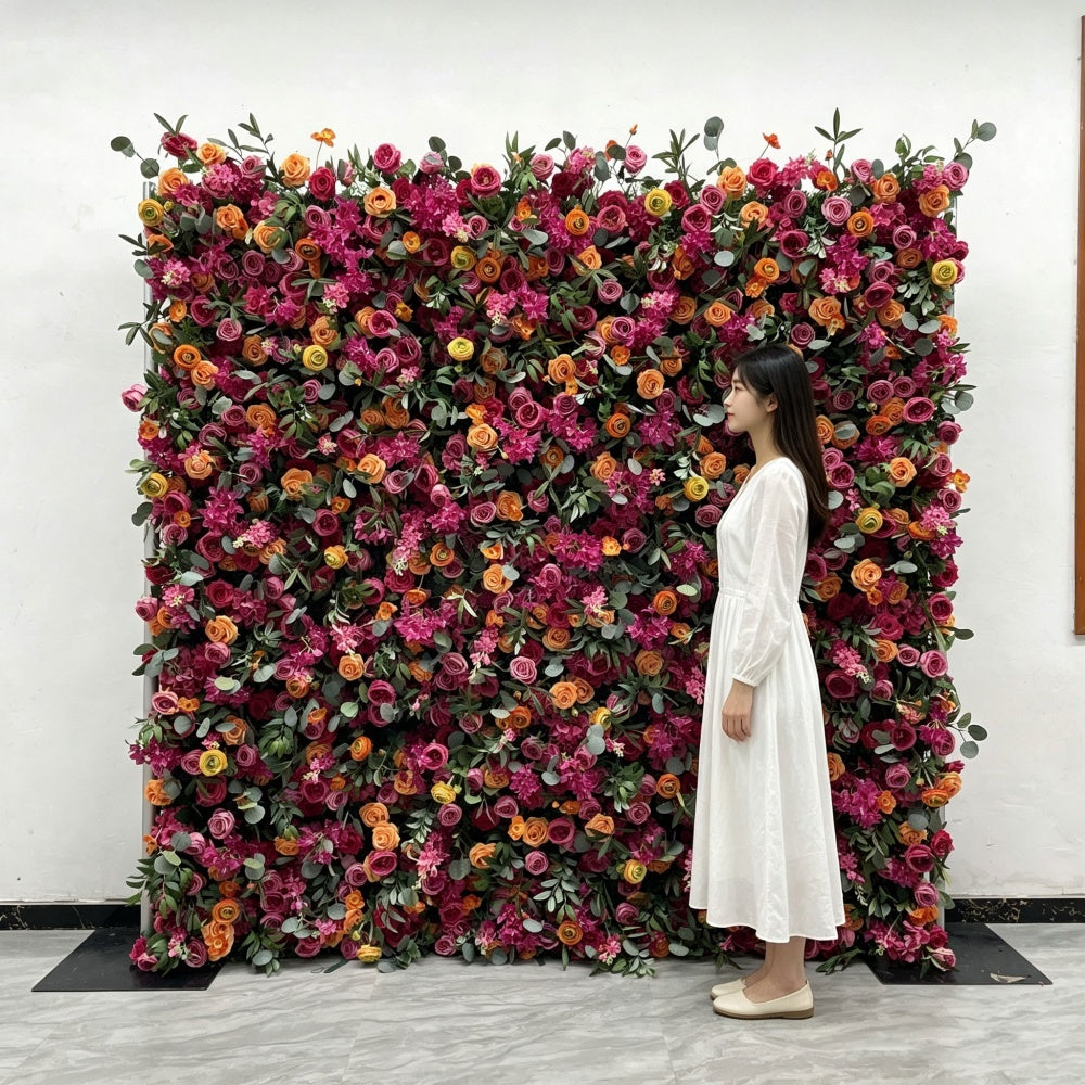 Wholesale Colorful 5D Flower Wall Wedding Party Wall Artificial Flower Arrangement for Wedding Artificial Flower Distributor Free Shipping