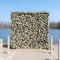 Wholesale New Premium Silk Pink Rose 3d Roll up 8ft X 8ft Flower Backdrop Wall Decoration Multi-Colors Flower Wall Panel Free Shipping
