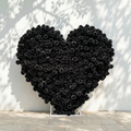 Xelune: 3D Mysterious All-Black Heart-Shaped Artificial Floral Backdrop for Luxury Photo Booth & Events
