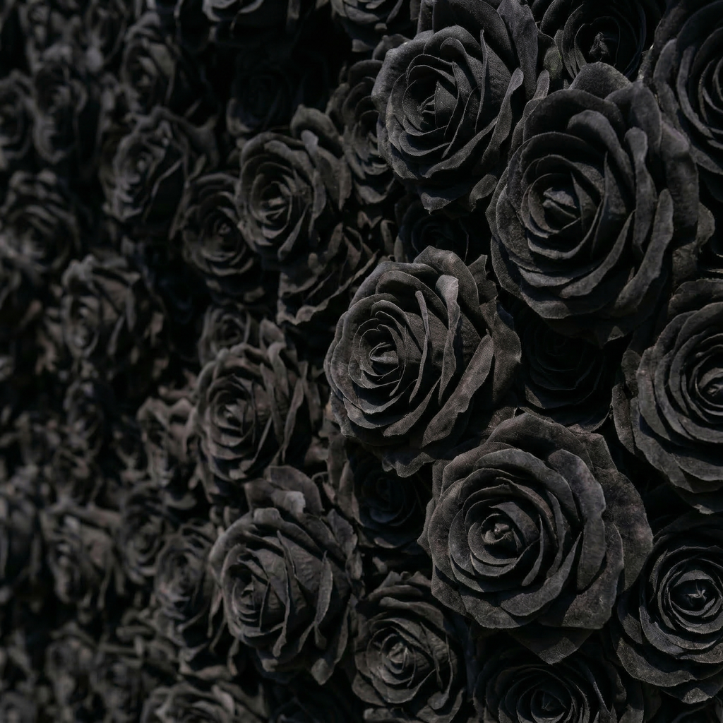 Xelune: 3D Mysterious All-Black Heart-Shaped Artificial Floral Backdrop for Luxury Photo Booth & Events