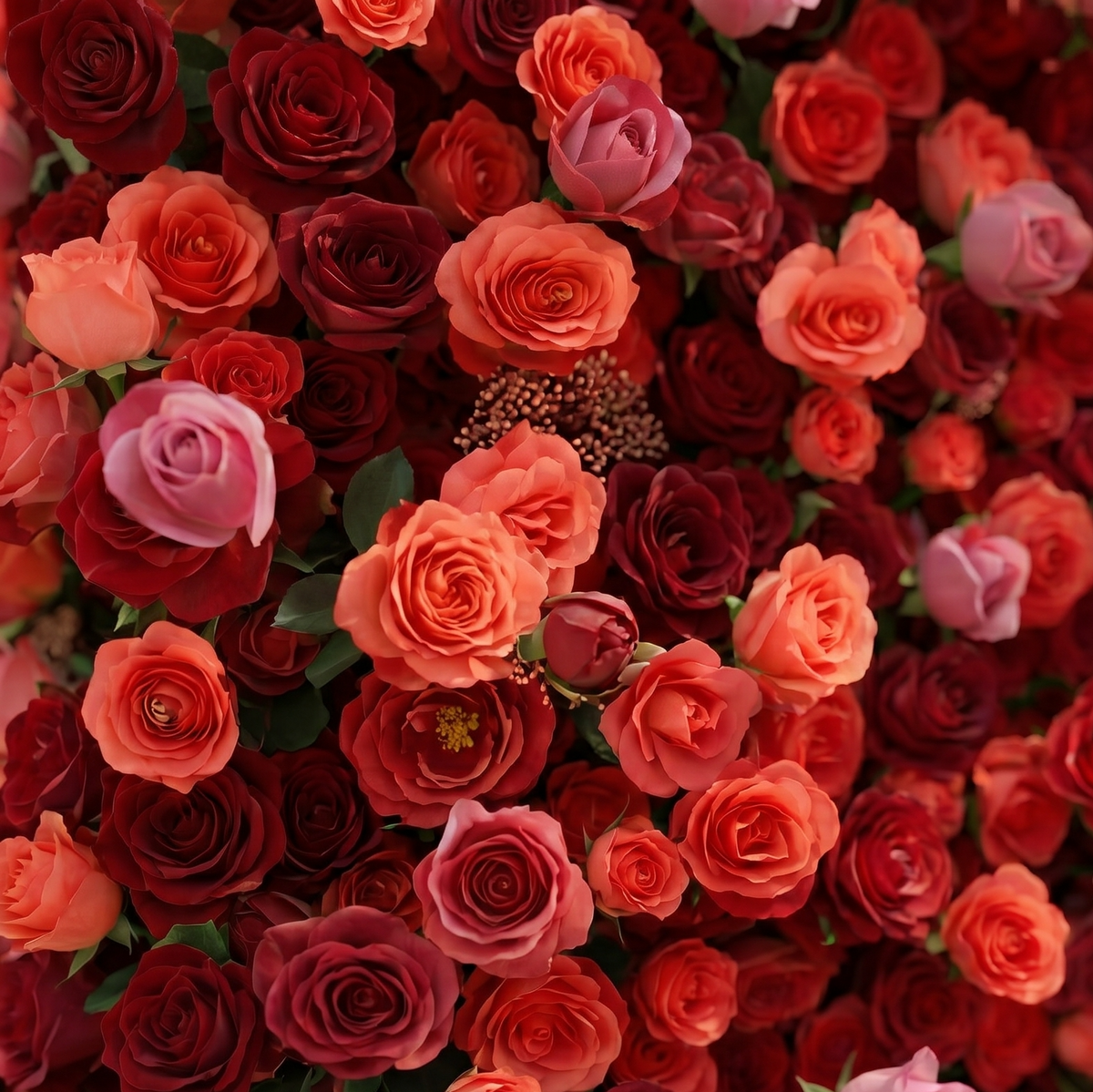 Yarsira: 3D Ruby Red & Deep Crimson Silk Floral Wall Backdrop for Luxury Weddings & Grand Galas