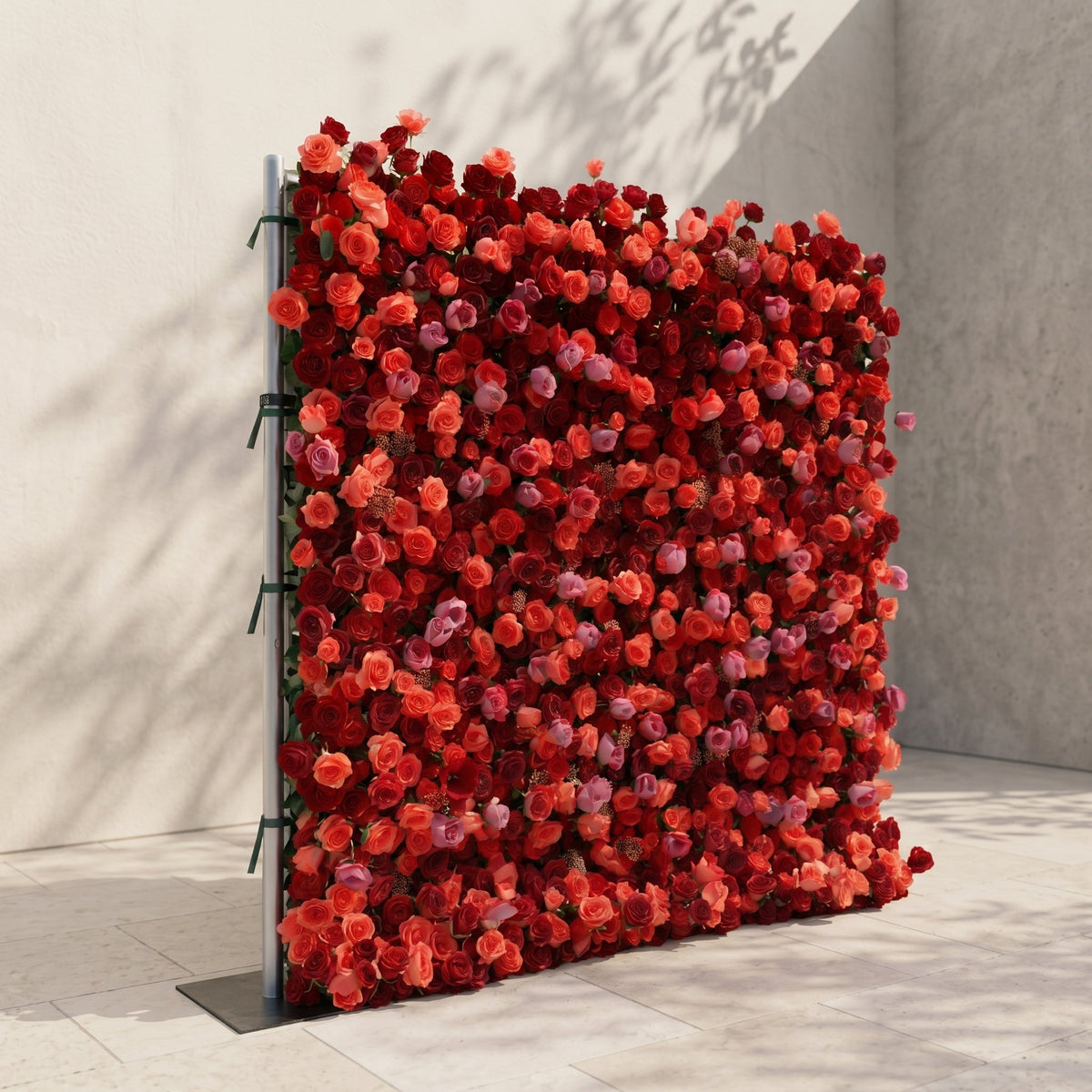 Yarsira: 3D Ruby Red & Deep Crimson Silk Floral Wall Backdrop for Luxury Weddings & Grand Galas