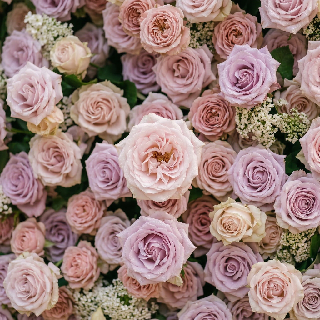 Yavelle: 5D Soft Pink & Light Lavender Silk Rose Flower Wall Roll-Up Fabric Backdrop for Elegant Weddings
