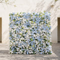 Zarenette:5D Dusty Baby Blue & Ivory White Silk Rose Flower Wall Roll-Up Fabric Backdrop for Romantic Weddings & Proposals