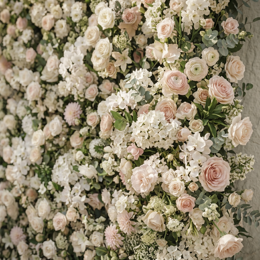 Zarenlora:New Luxury White&Pink 5D Flower wall with Roses &Hydrangeas for Wedding&Event Decor