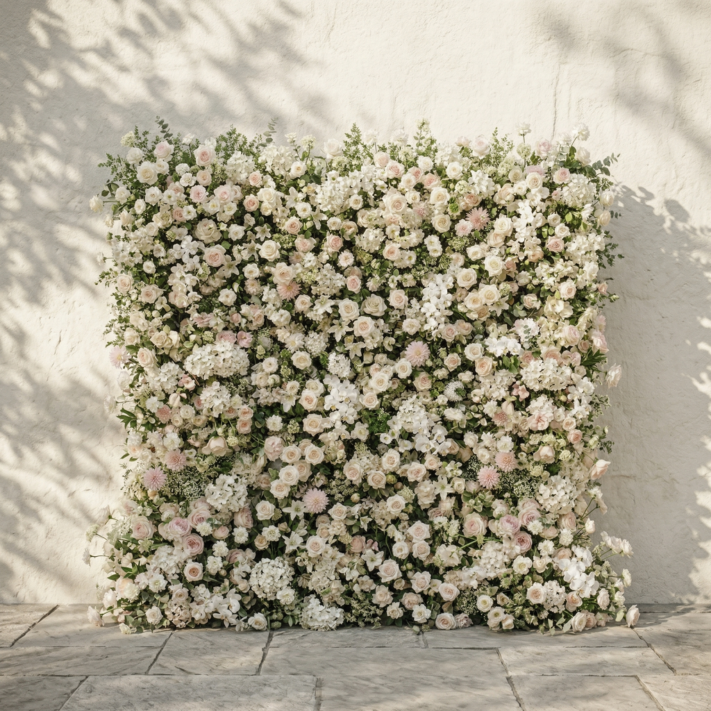 Zarenlora:New Luxury White&Pink 5D Flower wall with Roses &Hydrangeas for Wedding&Event Decor