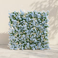 Zarenviane:Luxury 5D Dusty Blue Floral Wall with Greenery Roll-Up Backdrop for Serene Garden Weddings
