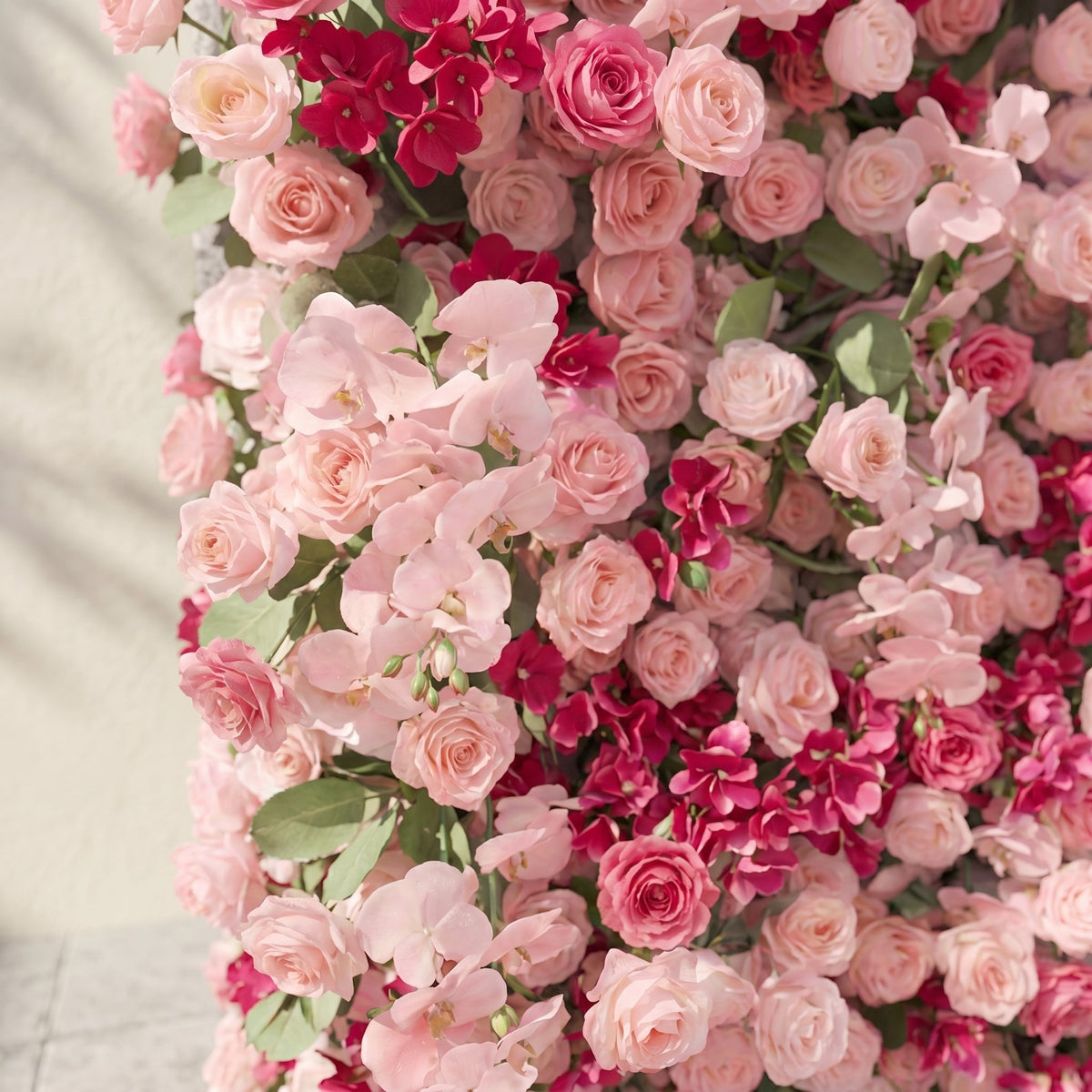 Zarlyra:Luxury 5D Ombre Hot Pink & Blush Silk Floral Wall Roll-Up Backdrop for Vibrant Romantic Weddings