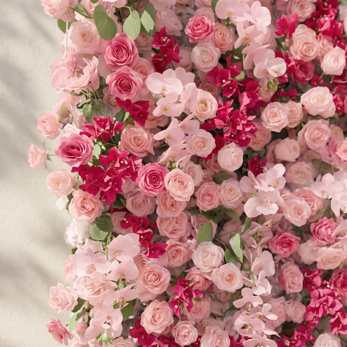 Zarlyra:Luxury 5D Ombre Hot Pink & Blush Silk Floral Wall Roll-Up Backdrop for Vibrant Romantic Weddings