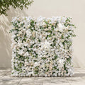 Zelloria:5D Ivory White & Cream White Silk Rose Flower Wall Roll-Up Fabric Backdrop for Romantic Weddings & Proposals