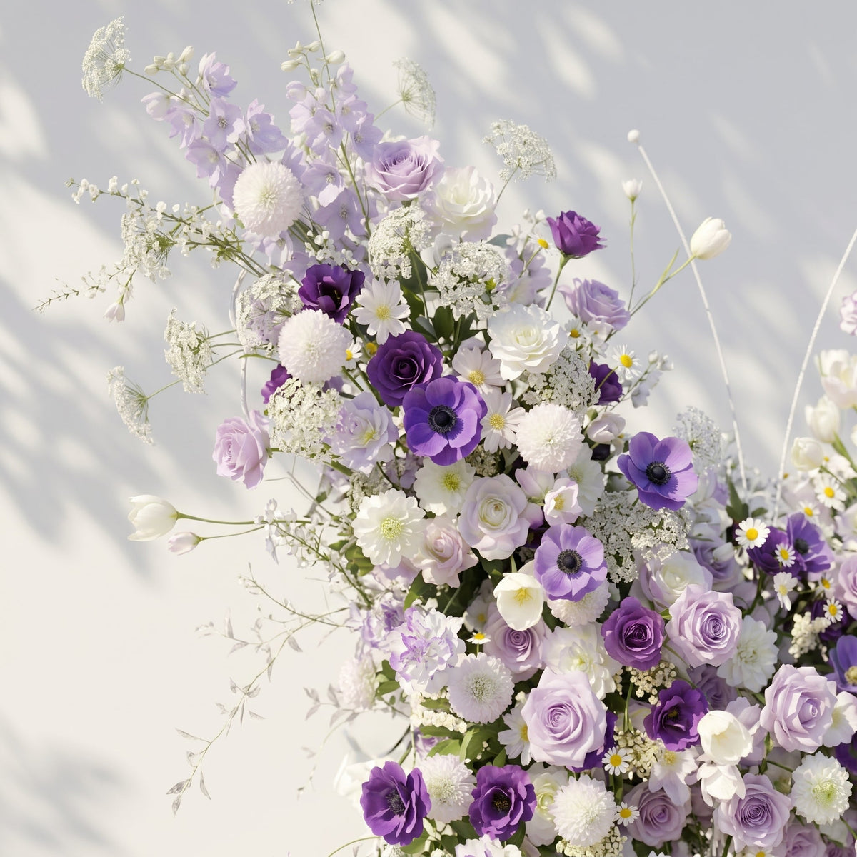 Zoressa: Lavender Purple & Ivory White Butterfly Shape Silk Wedding Arch Flower Arrangement for Romantic Weddings & Proposals for Luxury Events & Parties Backdrop