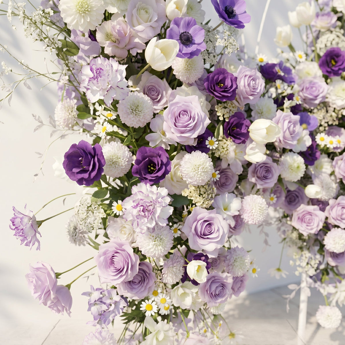 Zoressa: Lavender Purple & Ivory White Butterfly Shape Silk Wedding Arch Flower Arrangement for Romantic Weddings & Proposals for Luxury Events & Parties Backdrop