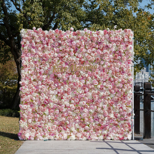 Aapo：5D Fabric Artificial rolling up curtain flower wall