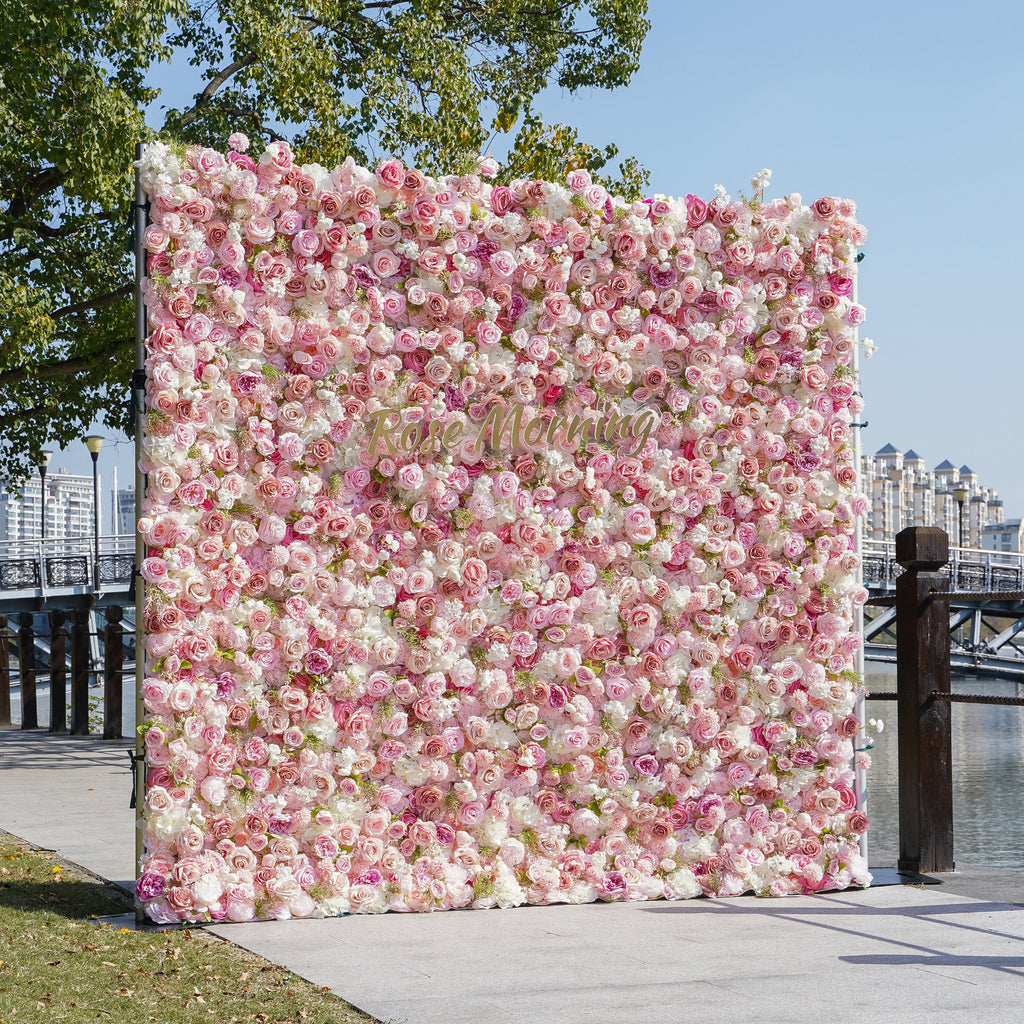 Aapo：5D Fabric Artificial rolling up curtain flower wall
