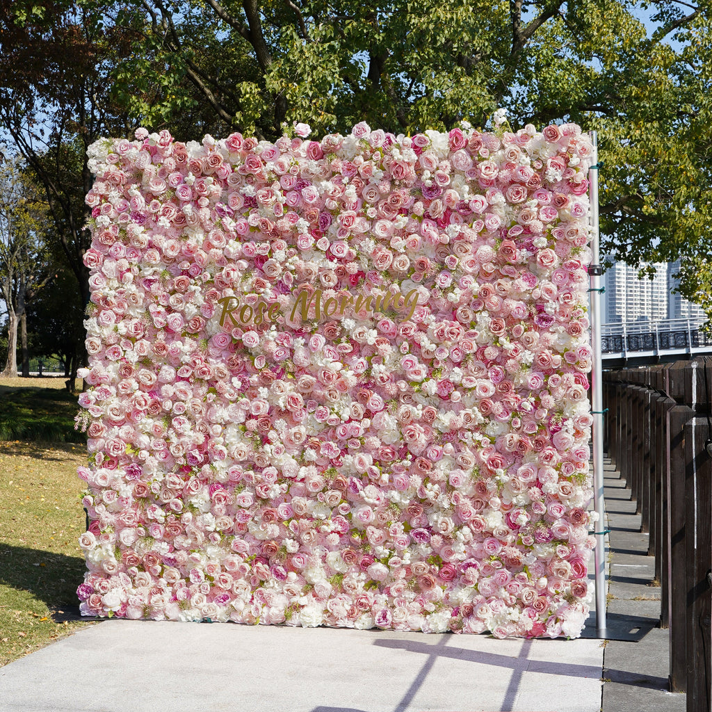 Aapo：5D Fabric Artificial rolling up curtain flower wall