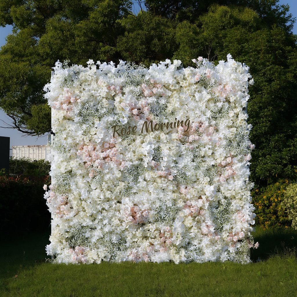 Adalyn：5D Fabric Artificial rolling up curtain flower wall