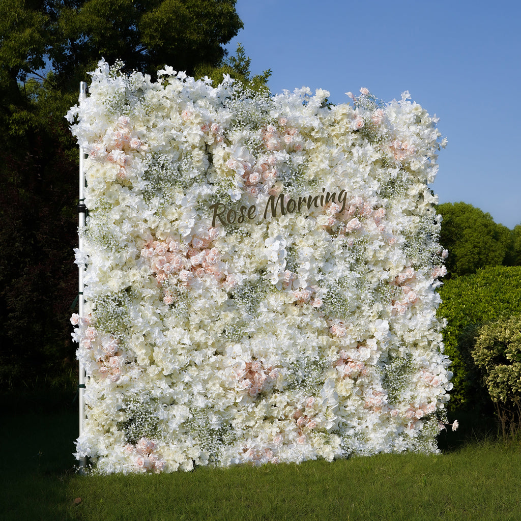 Adalyn：5D Fabric Artificial rolling up curtain flower wall
