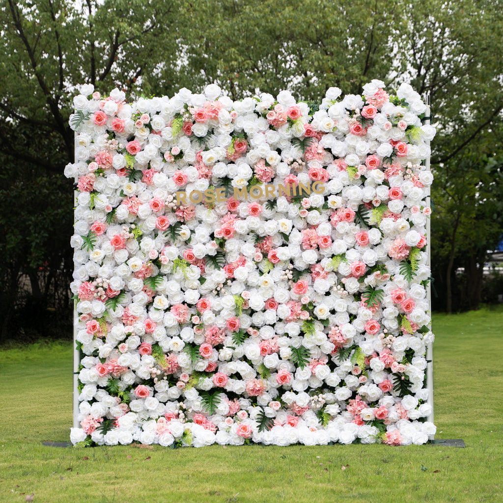 Alissa：5D Fabric Artificial rolling up curtain flower wall