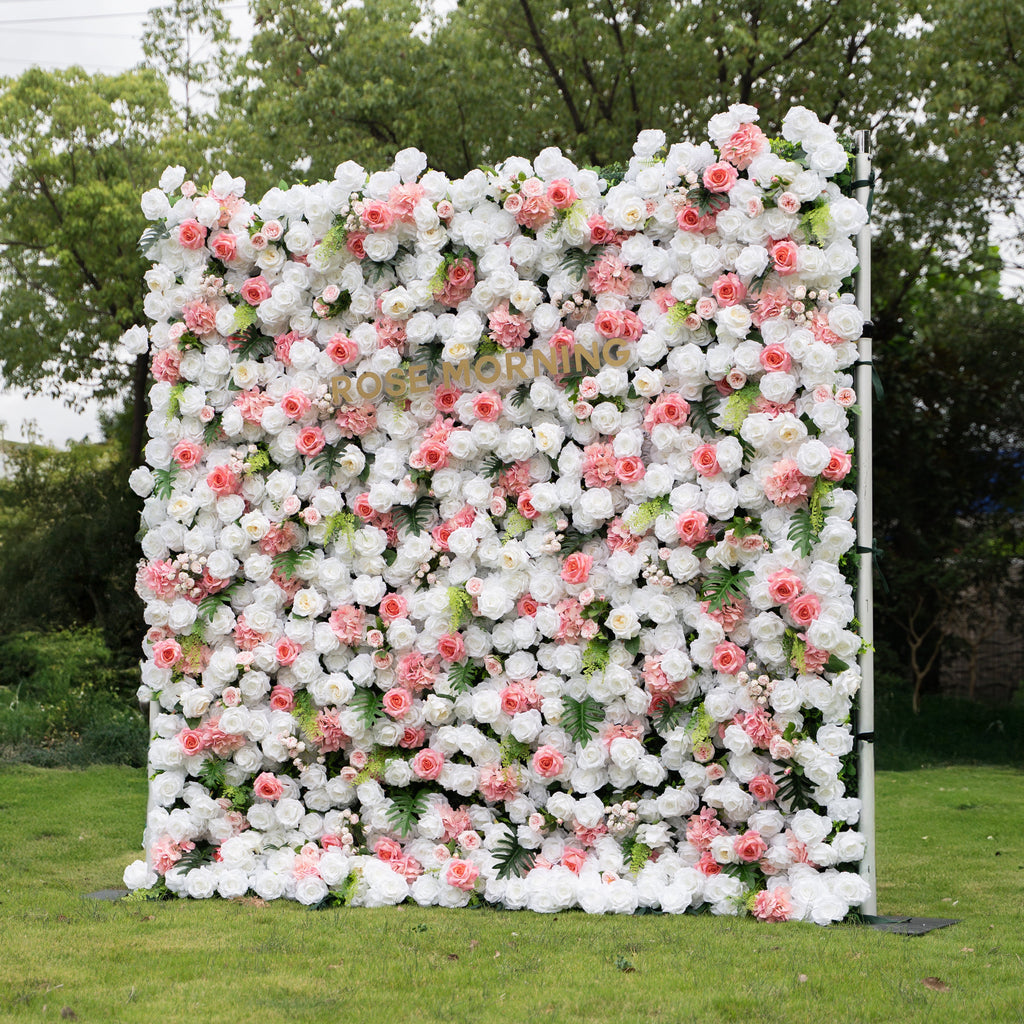 Alissa：5D Fabric Artificial rolling up curtain flower wall