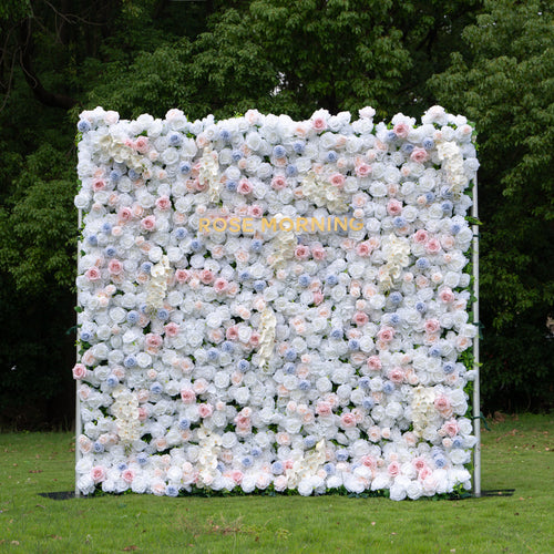 Amore：4D Fabric Artificial zip up curtain flower wall 8ft*8ft