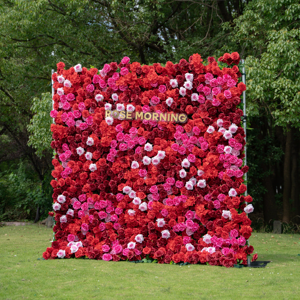 Angelica：4D Fabric Artificial zip up curtain flower wall 8ft*8ft
