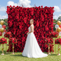 Crimson: 3D Elegant Berry & Burgundy Rose Silk Flower Wall Curtain for Wedding Ceremony & Events Decor (In US Stock 5-7 Days)