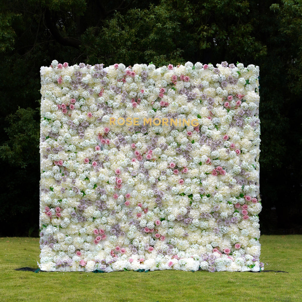 Aubrey：5D Fabric Artificial rolling up curtain flower wall