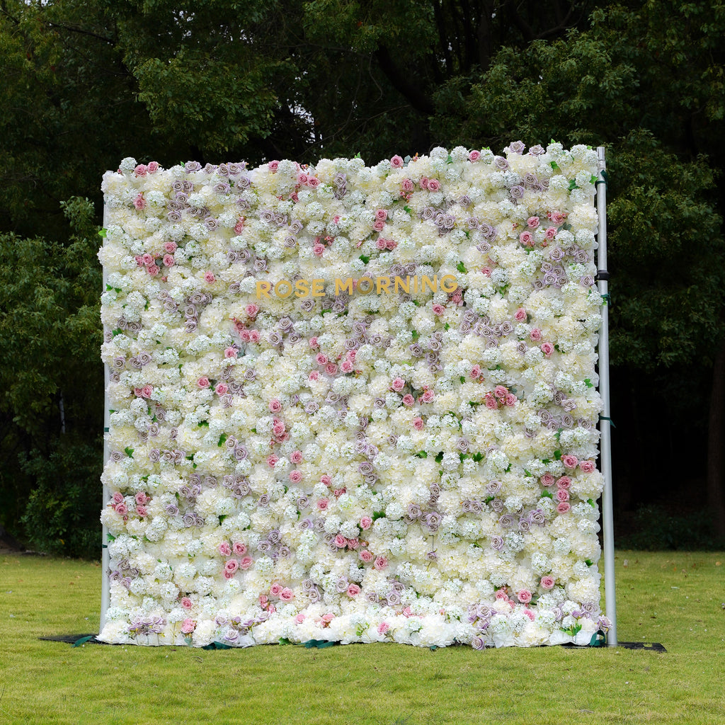 Aubrey：5D Fabric Artificial rolling up curtain flower wall