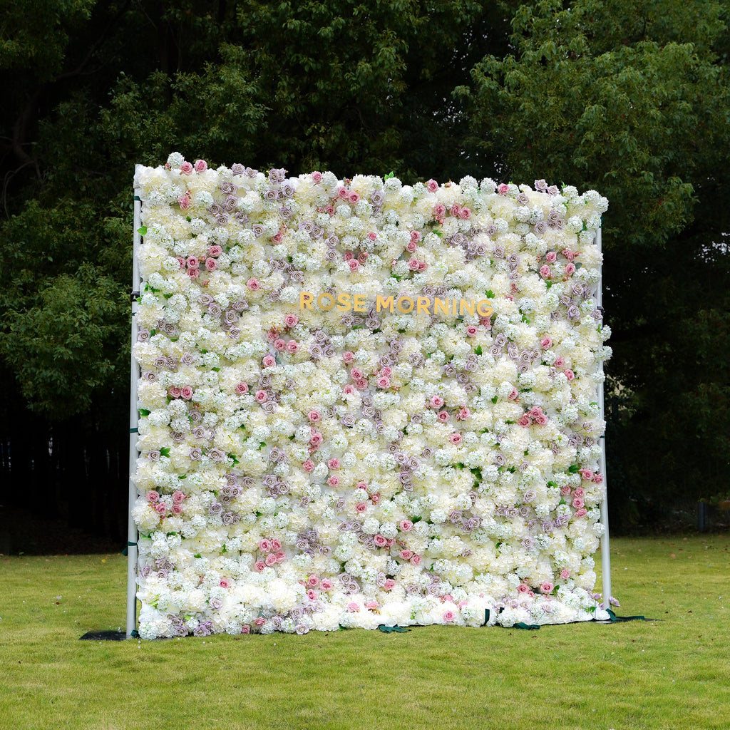 Aubrey：5D Fabric Artificial rolling up curtain flower wall