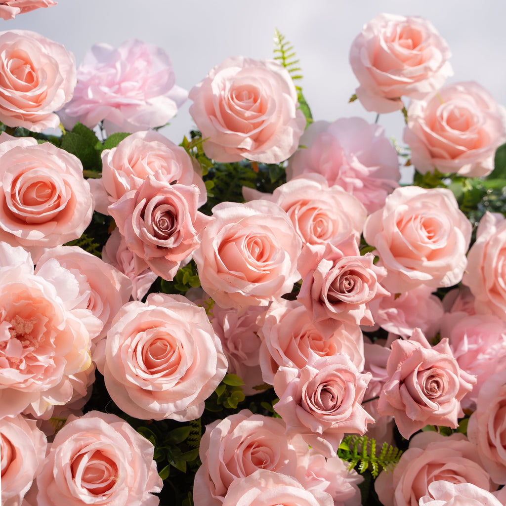 Aurelle: 3D Blush Pink Silk Rose Roll-Up Fabric Flower Wall for Wedding Parties & Events