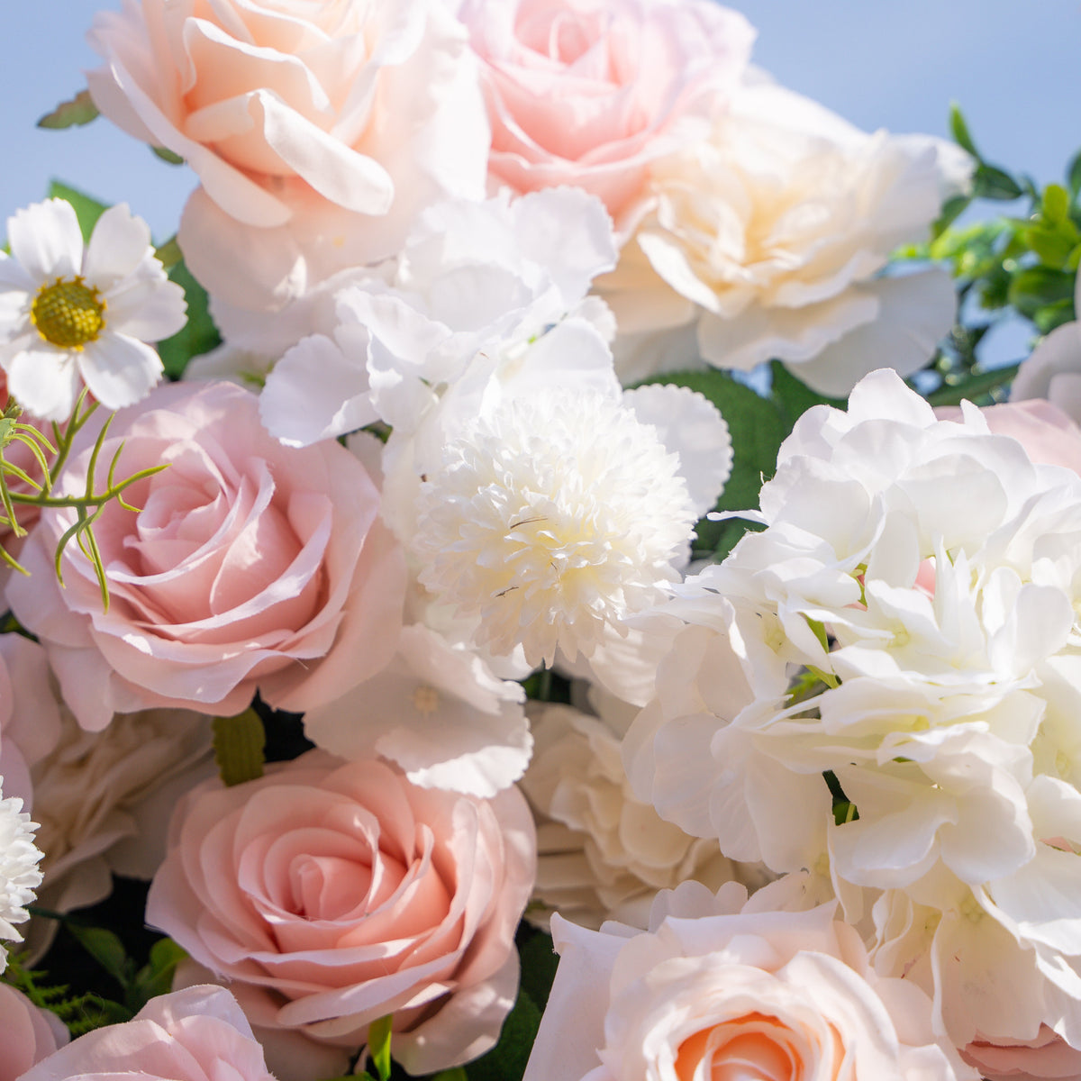 Solara: 3D Elegant Ivory & Blush Rose Silk Flower Wall Curtain for Wedding Ceremony & Events Decor