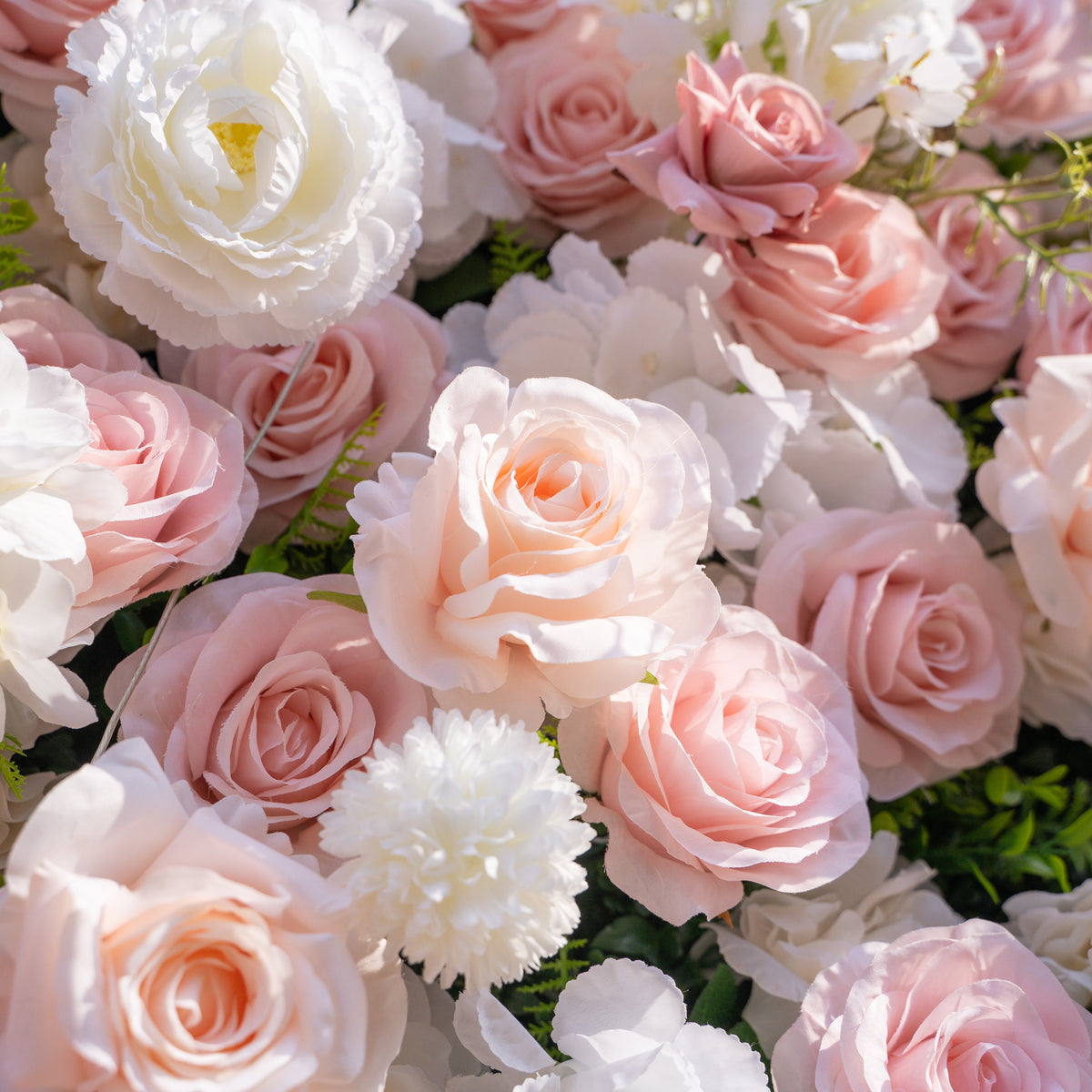 Solara: 3D Elegant Ivory & Blush Rose Silk Flower Wall Curtain for Wedding Ceremony & Events Decor